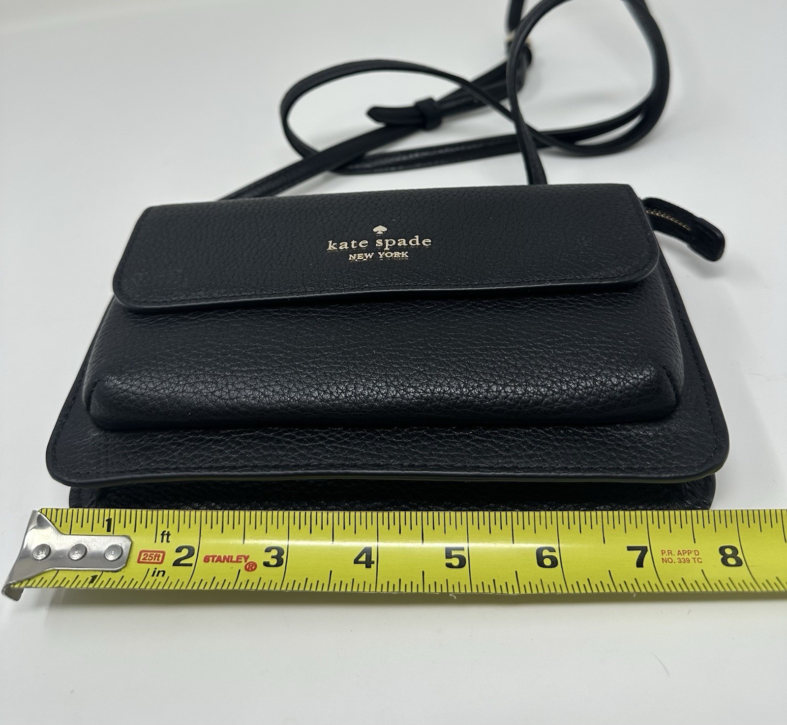 Kate Spade New York Leila Small Flap Crossbody Pebbled Leather Black K8284 New