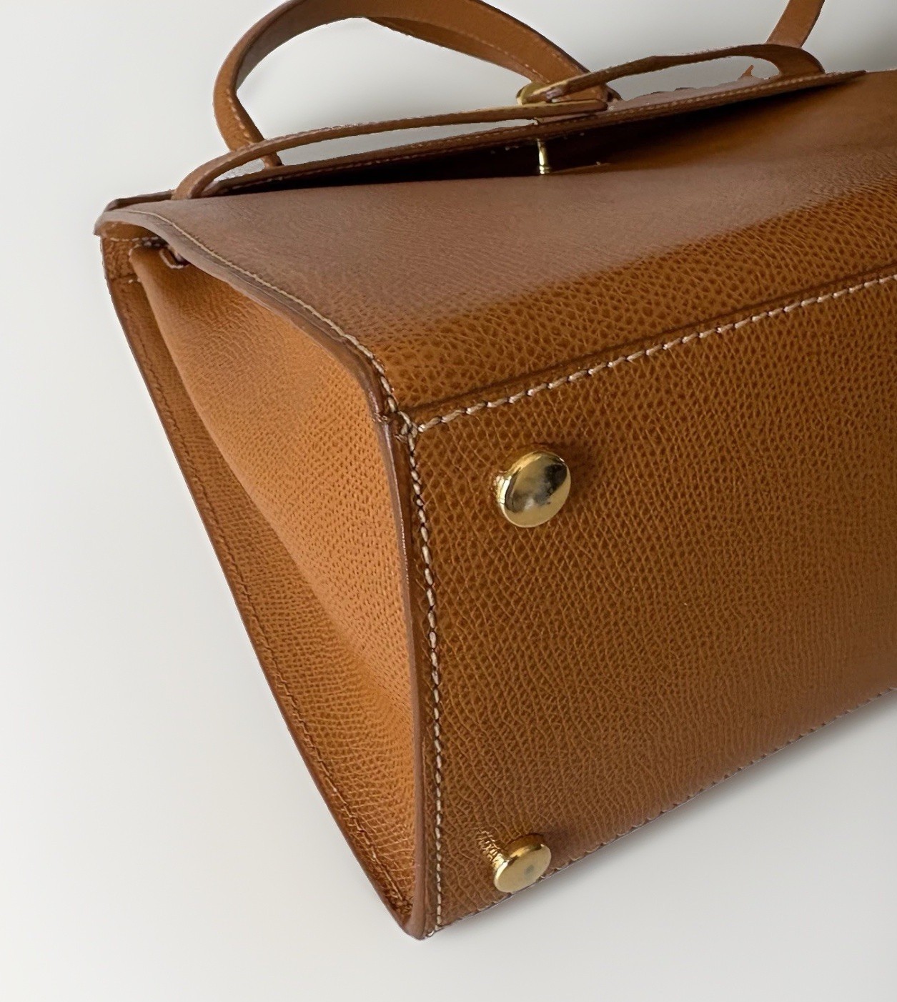 Authentic High Class Hand bag Camel Brown Leather From Japan 01210