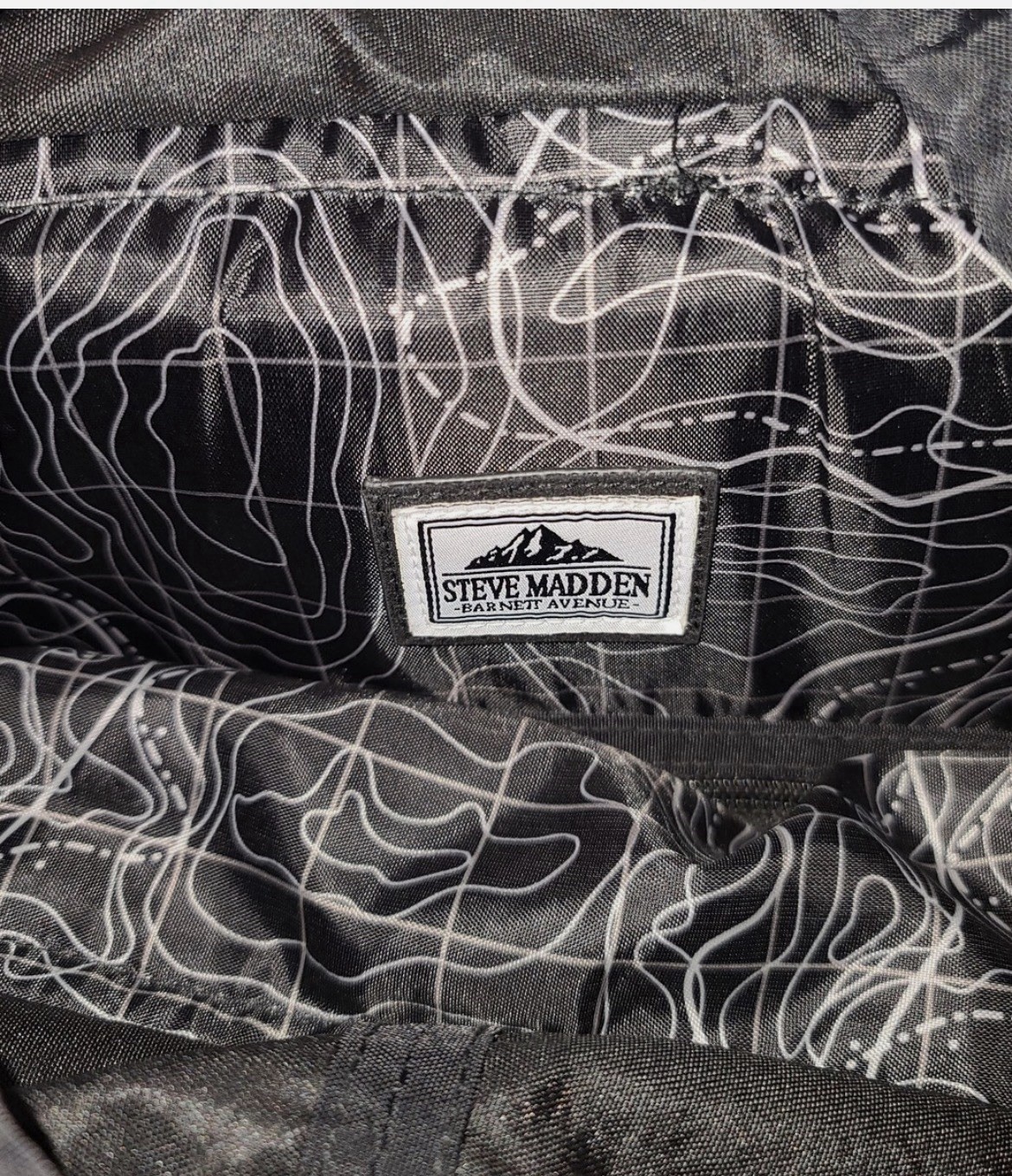 Steve Madden Black Drawstring Backpack w/ Zip Pocket, Buckle & Inner Pockets