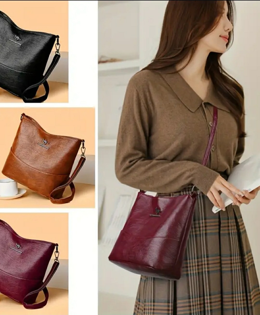 Adjustable Crossbody Bag, Zipper Closure, Stylish City Accessory.