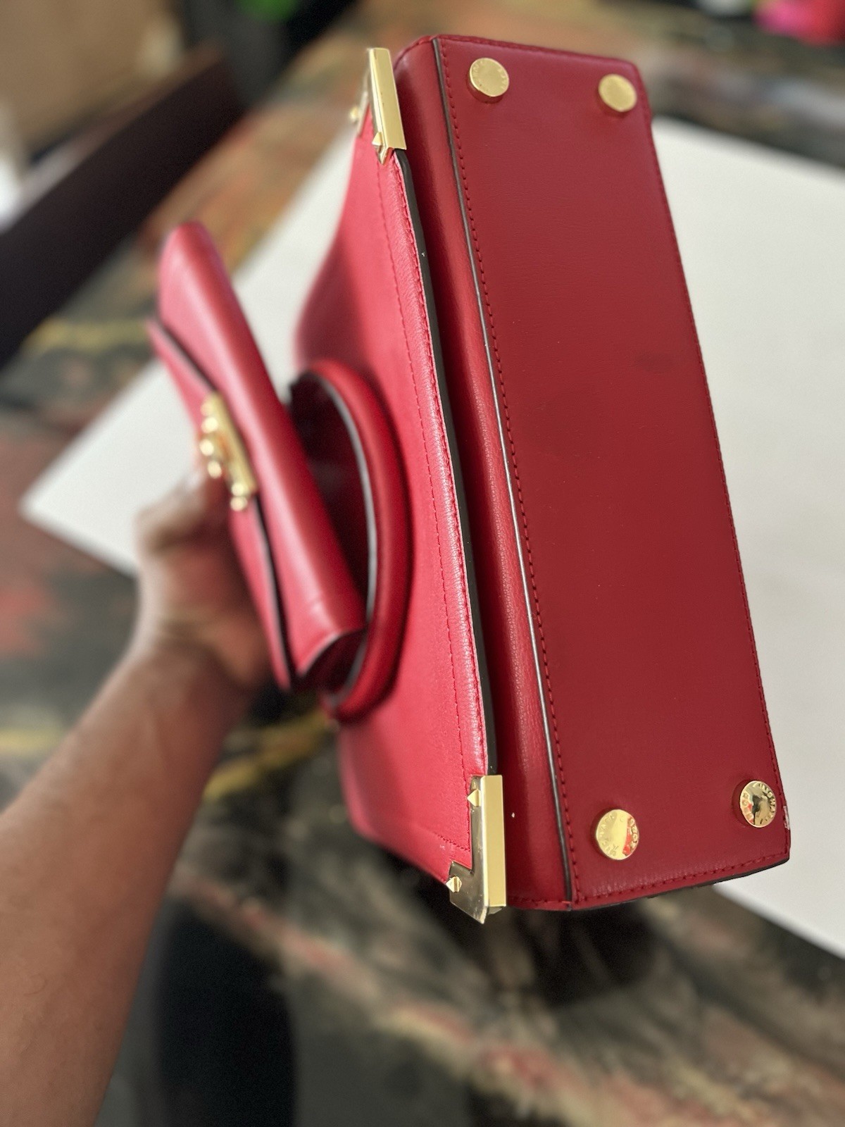 Michael Kors Red Leather Purse and Wallet Set with Matching Wallet