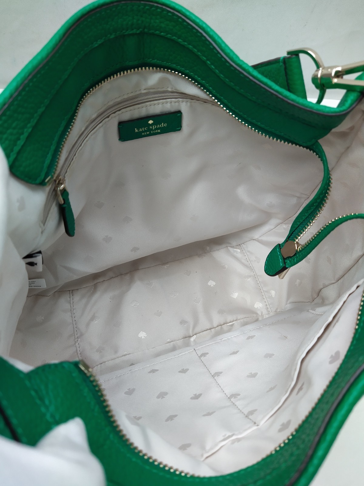 Kate Spade New York Green Pebbled Leather Zipper Closure Hobo Shoulder Bag