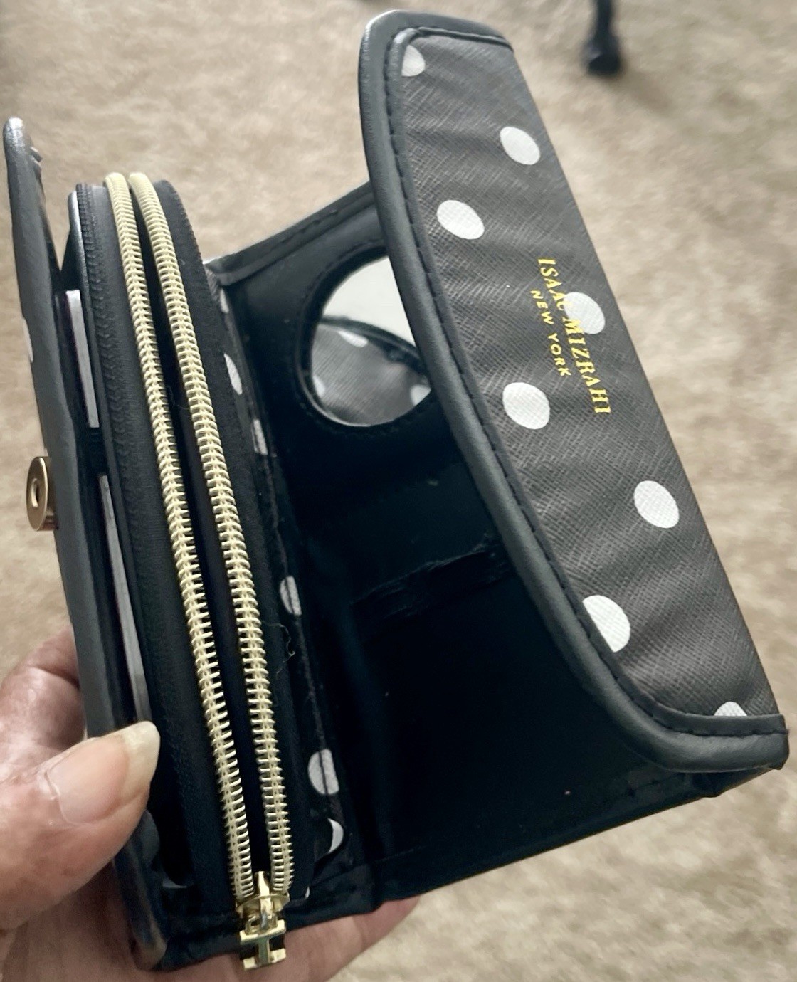 Isaac Mizrahi Black & White Polka Dot Clutch Bag