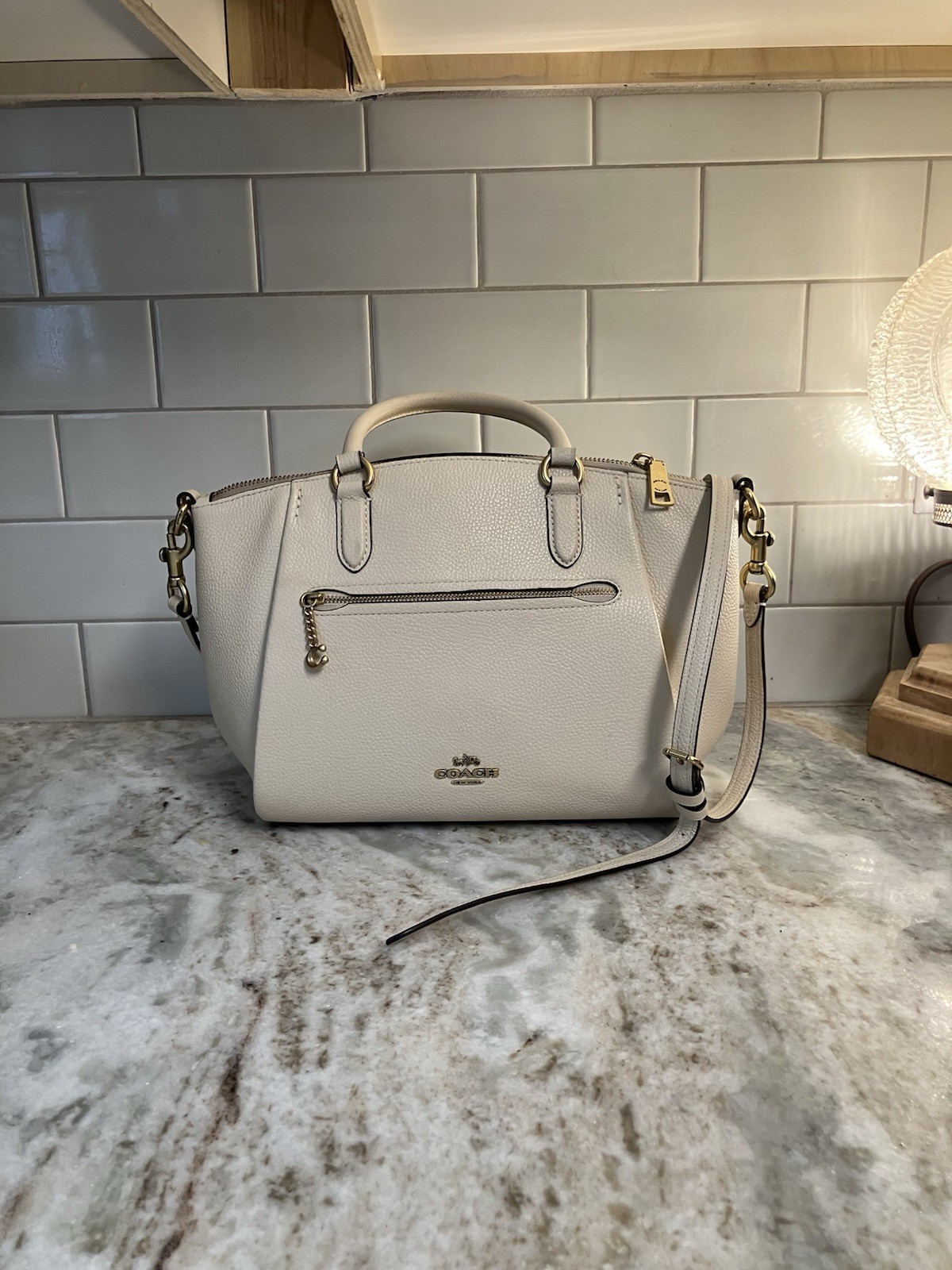 Coach Elise Satchel pebble leather crossbody bag 79316 Beechwood Cream