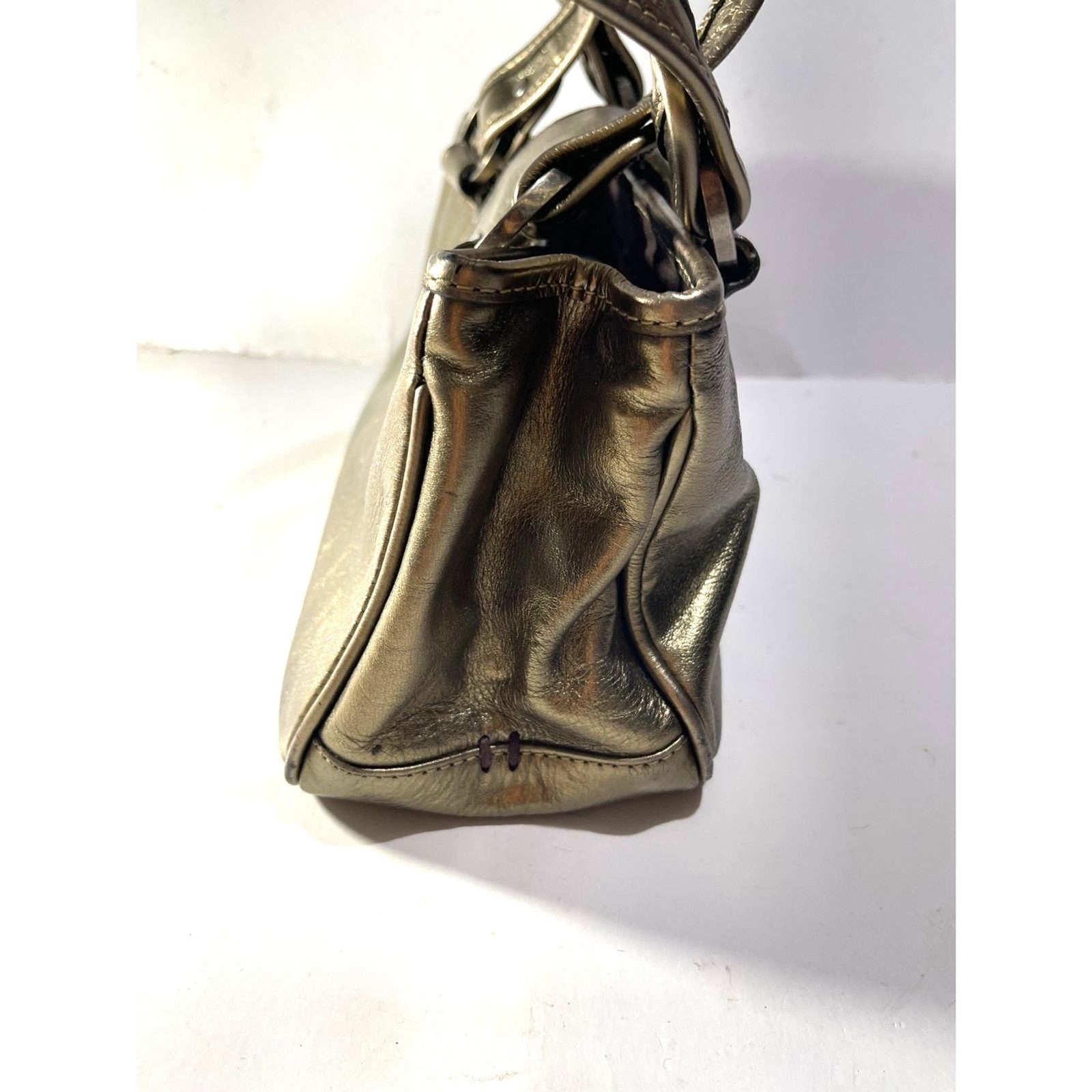 The sack original Y2K mini handbag metallic gold leather crop VTG casual women