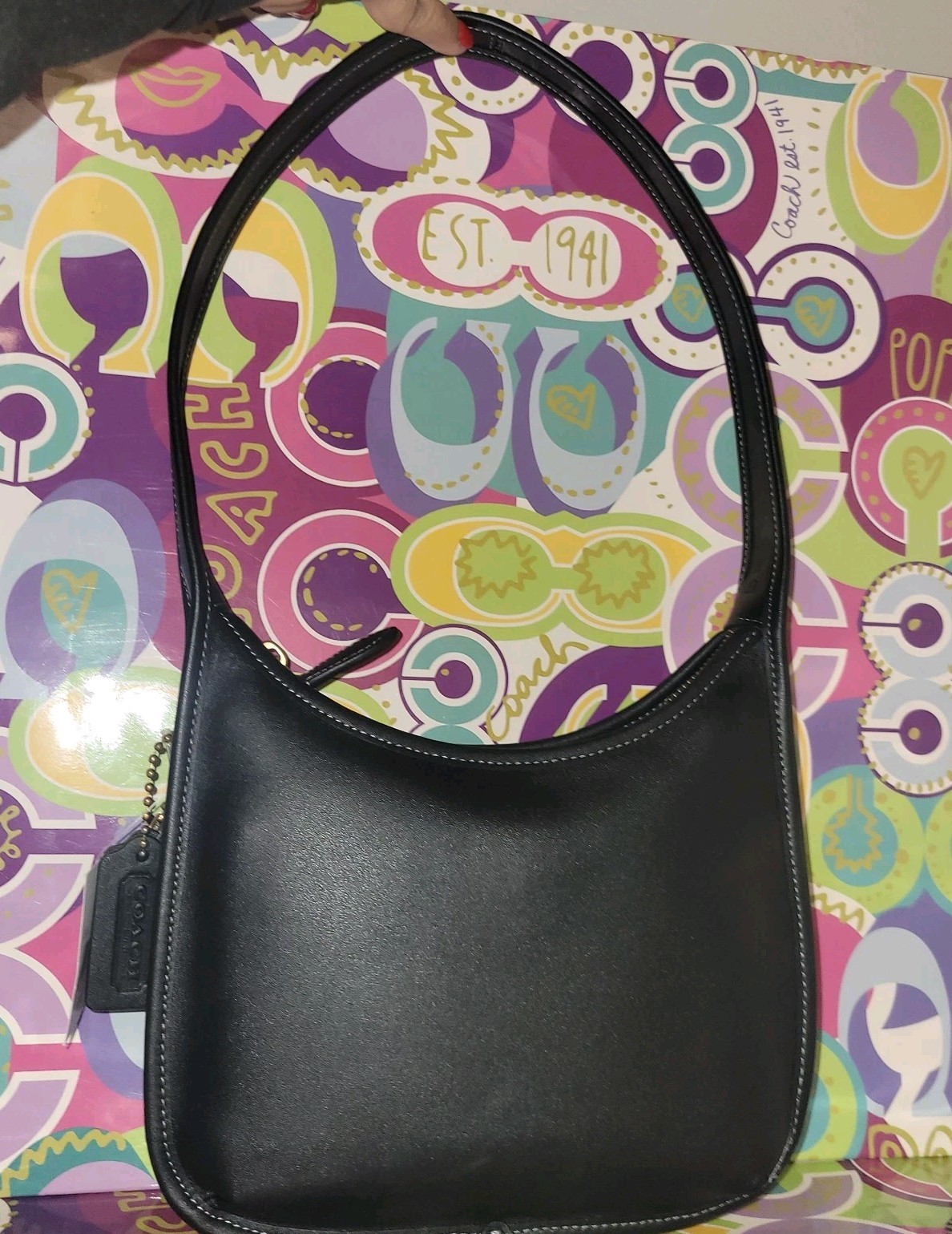 Coach CAF11 Originals Glove Curve Black Leather Zip Bag NWT $295