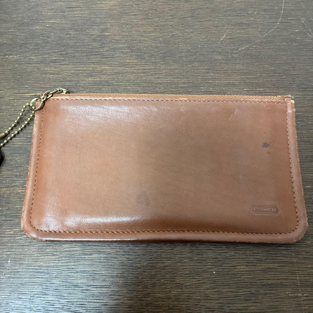 COACH Chunky Case Slim Pouch Vintage Leather Brown Hang Tag Auth