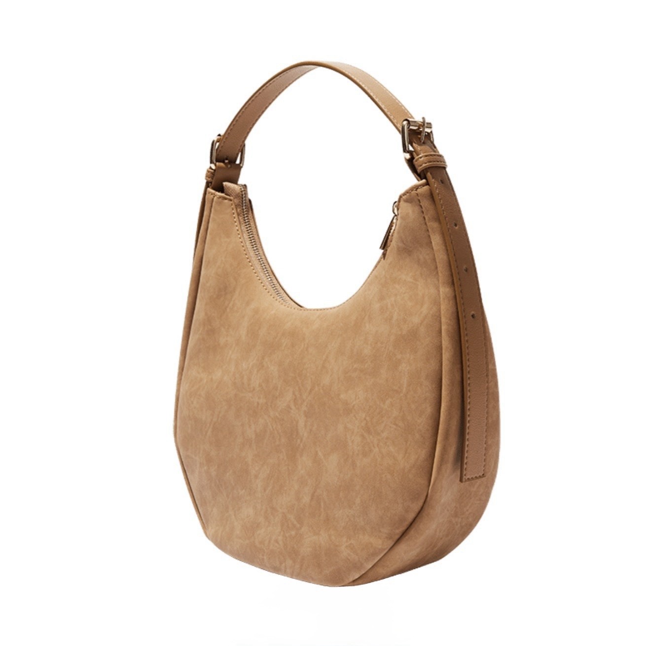 4TH & RECKLESS Una Faux SuedeCrescent Bag Shoulder Purse / Hobo bag in brown tan