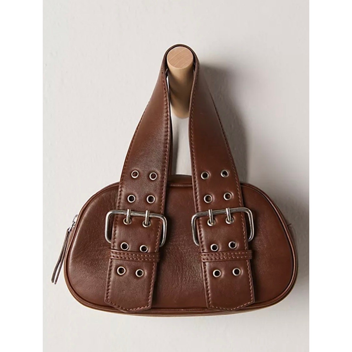 Free People Say Yes Brown Leather Mini Baguette Y2K Shoulder Bag