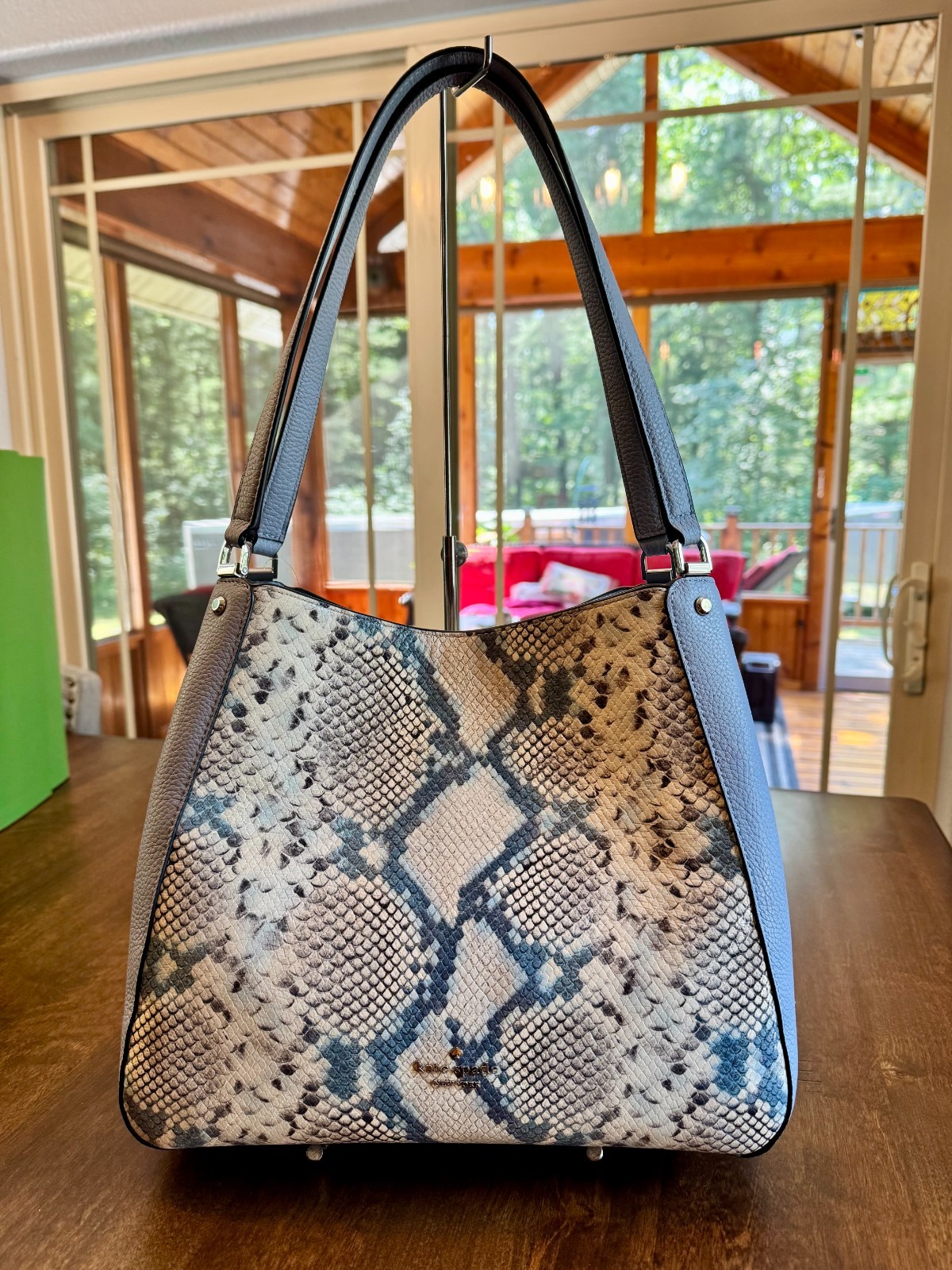 Kate Spade Leila Snake Embossed Medium Triple Compartment Shoulder Purse