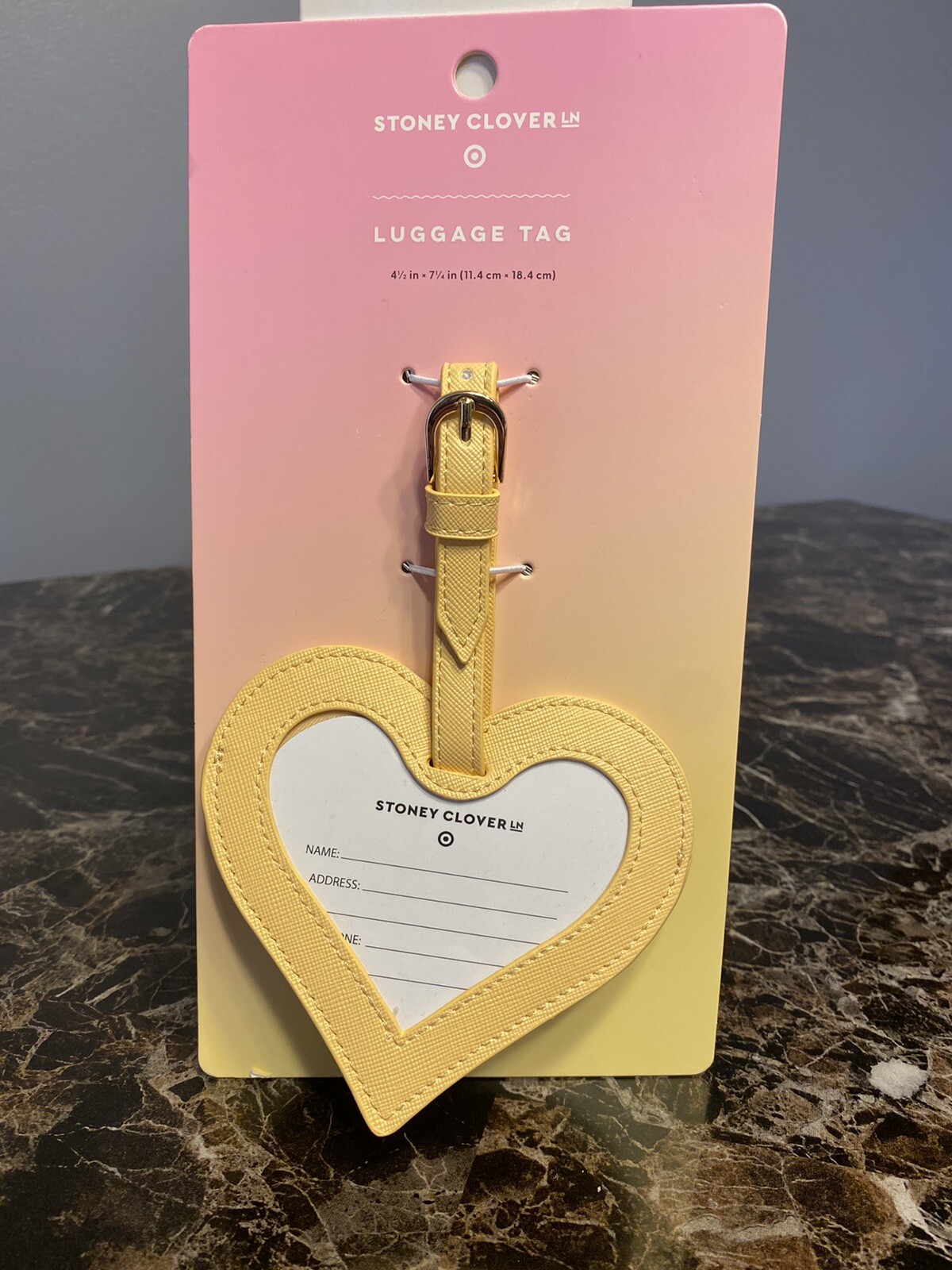 Stoney Clover Lane x Target – Heart Shaped Luggage Tag Yellow/White/Green – NWT