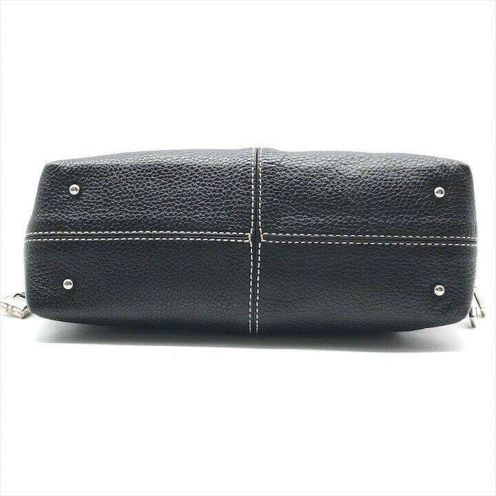Tods Black Leather Shoulder Hand Bag Tote Purse Women Italy Luxury 27cm 19cm