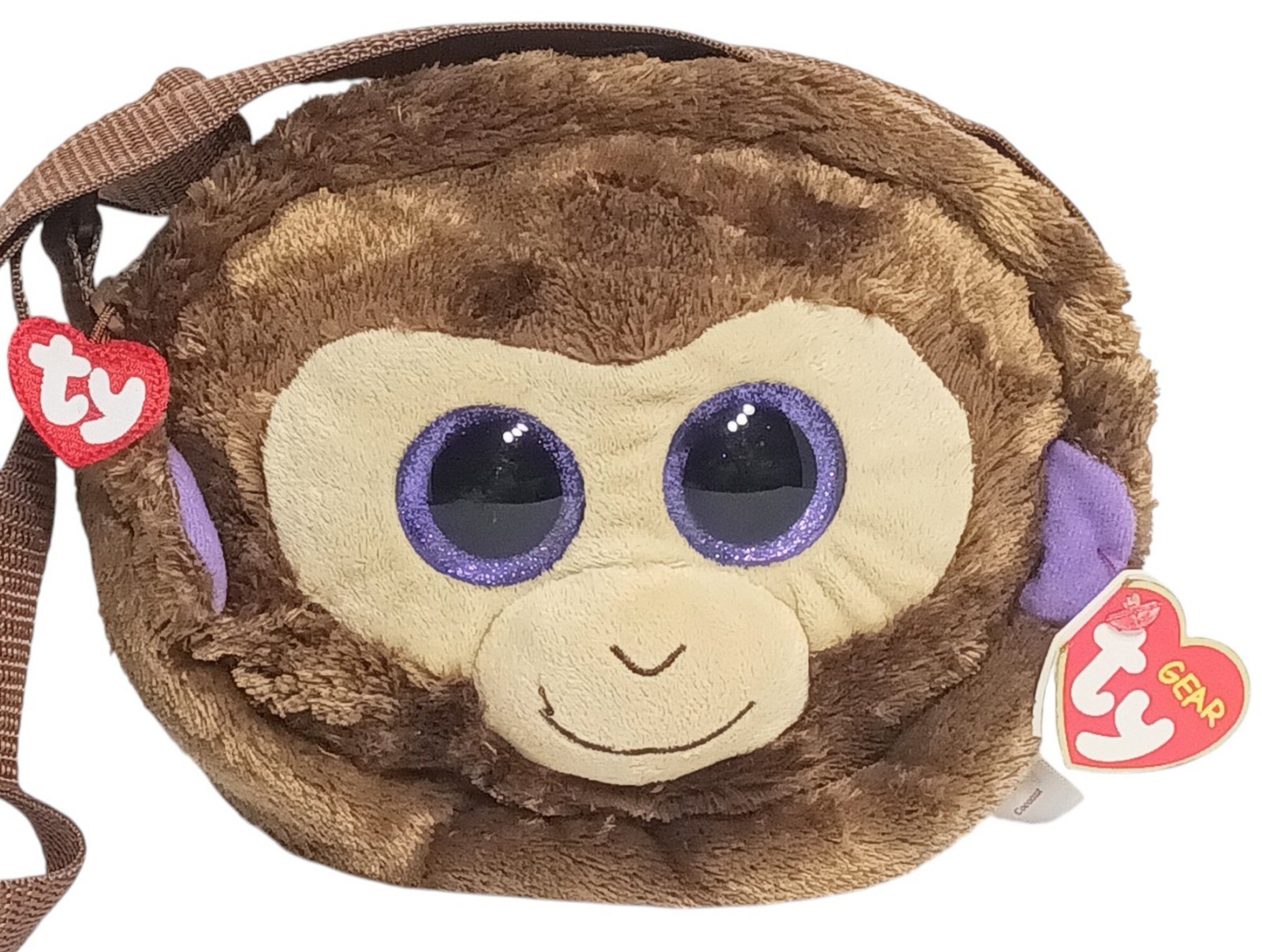 Ty Fashion “Coconut” the Monkey Plush Purse Shoulder Bag Adjustable Strap Zipper
