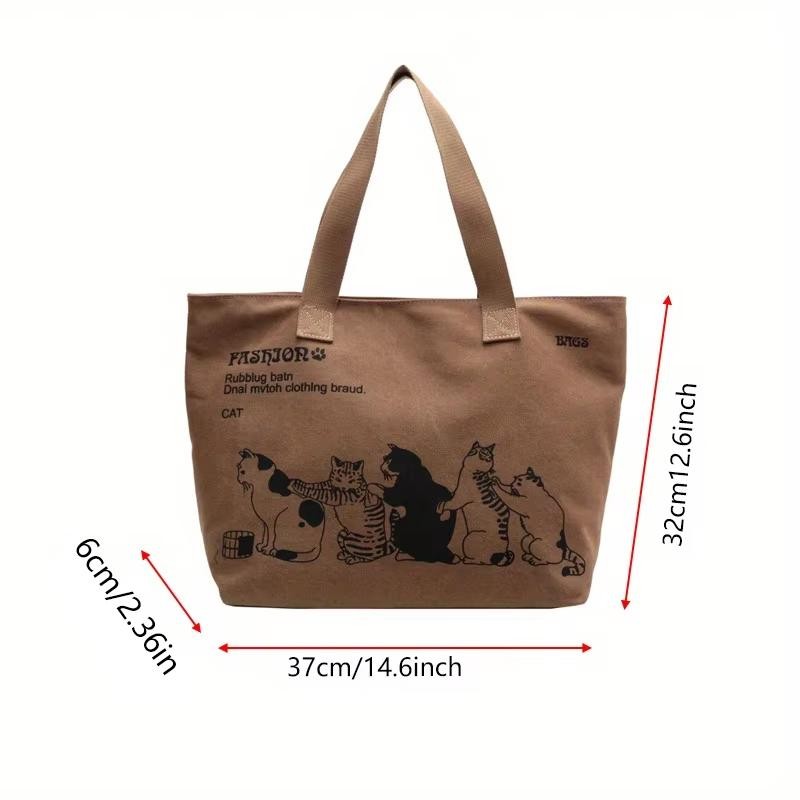 Women’s Canvas Tote Bag Fashionable Spacious Durable Shoulder Bag with Zipper