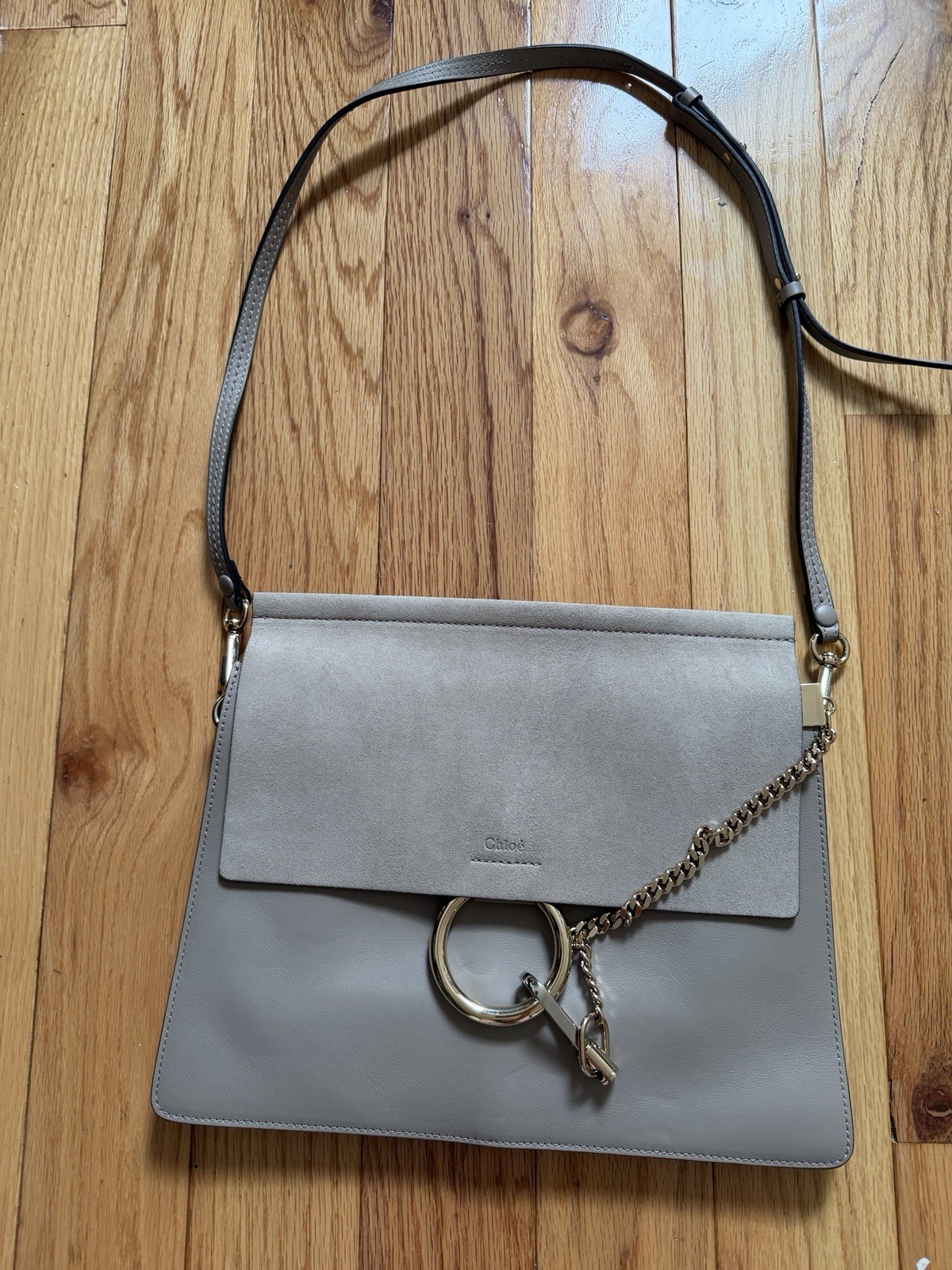 CHLOE Faye Calfskin/Suede 12″x10″ Shoulder Handbag