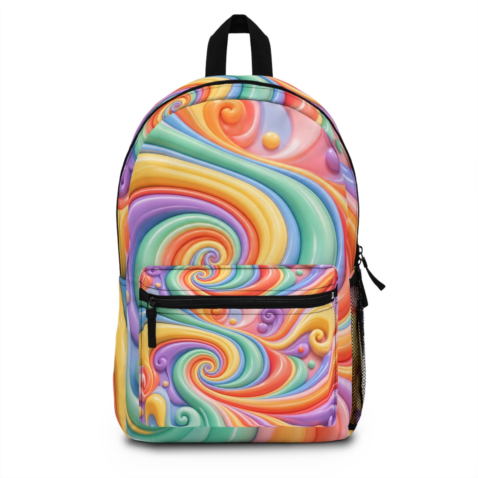 Rainbow Swirl Backpack | Colorful Psychedelic Spiral Pattern
