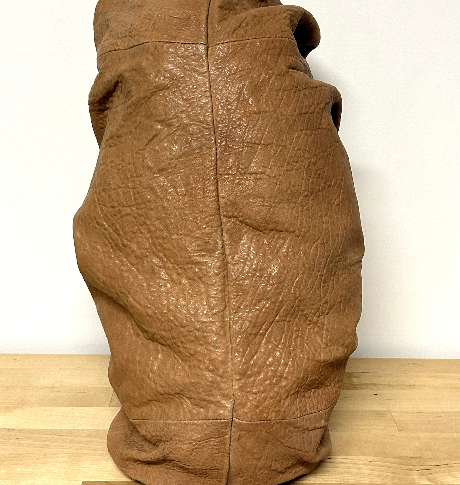 Vtg Juicy Couture Slouchy Leather Hobo Bag Brown Chunky Gold Chain Boho 90s Y2K