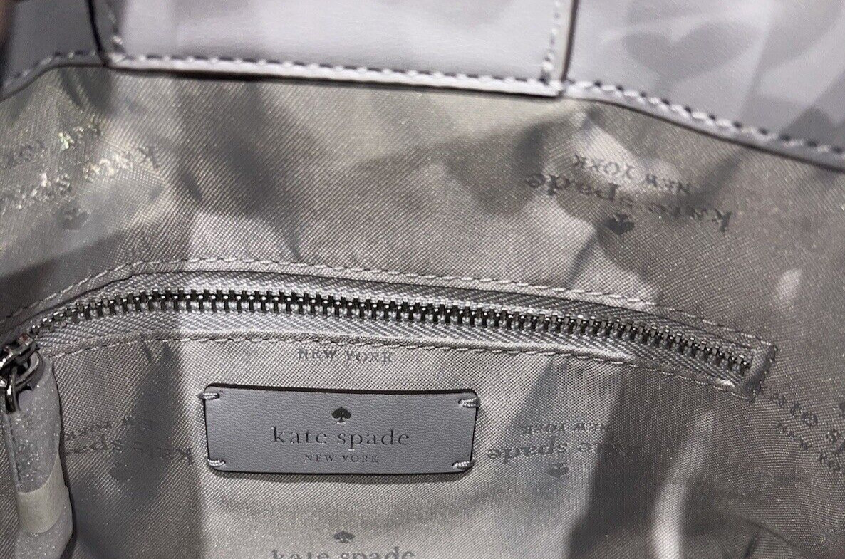 KATE SPADE DUMPLING MINI XS SATCHEL CROSSBODY BAG HOBO PURSE GRAY LEATHER SILVER