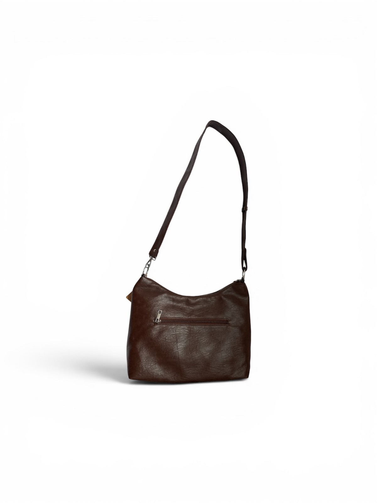 Brown Unbranded Faux Leather Shoulder Bag Braided Detail Adjustable Strap Multi