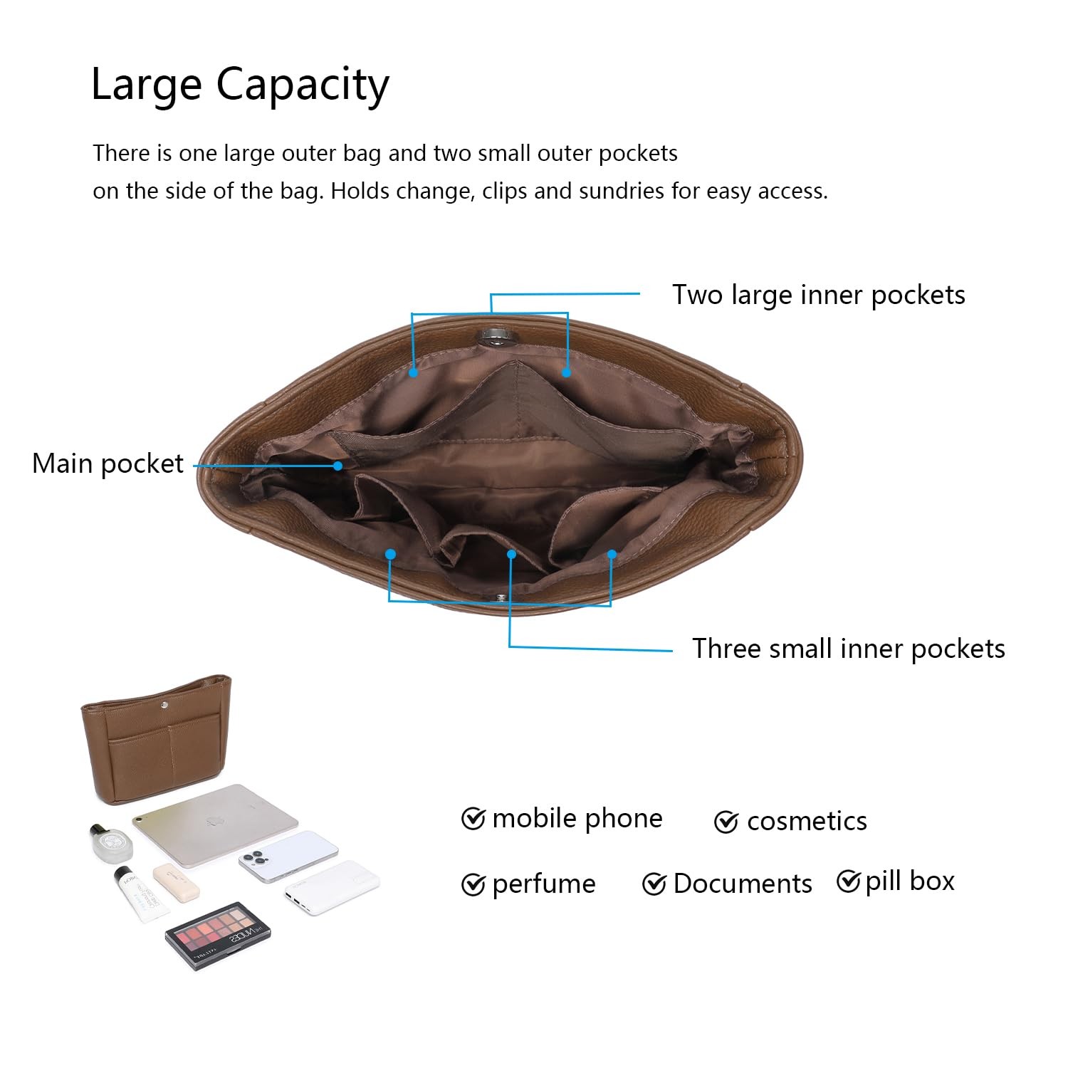 YONEBN Waterproof Storage Bag Lightweight Large Capacity Nylon Inner Organizer