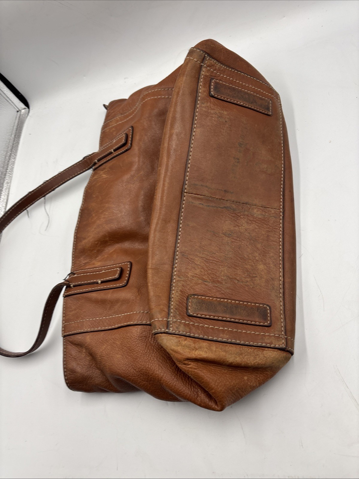 Fossil Emma Women’s Handbag Brown Leather Inner Pockets Double Handle Tote Bag