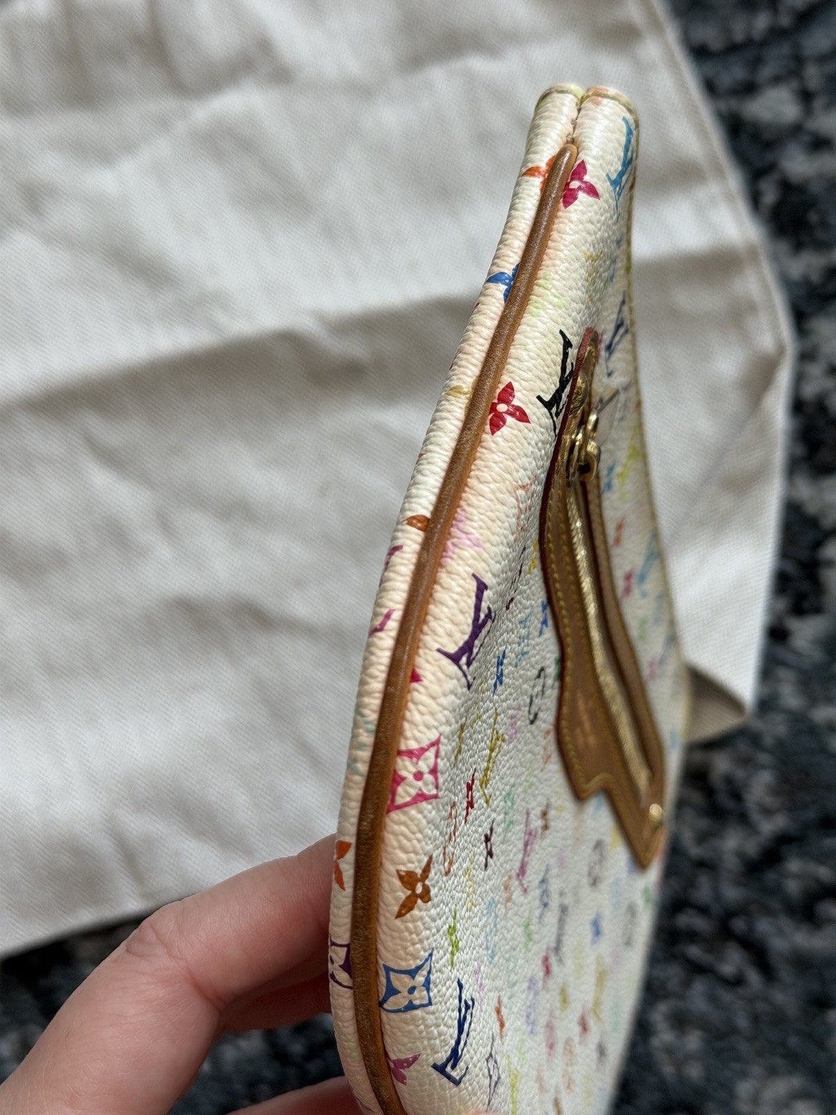 LOUIS VUITTON Monogram Multicolor Pochette GM Pouch White