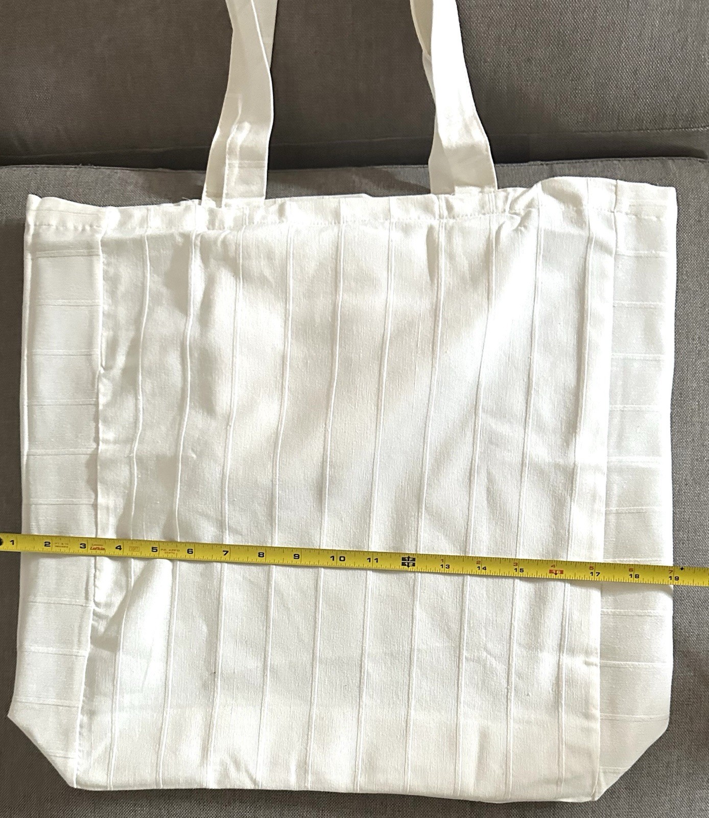 ZARA Large Cotton Fabric Ivory Shopper Shoulder TOTE Beige Bag w/Gold Logo, NEW