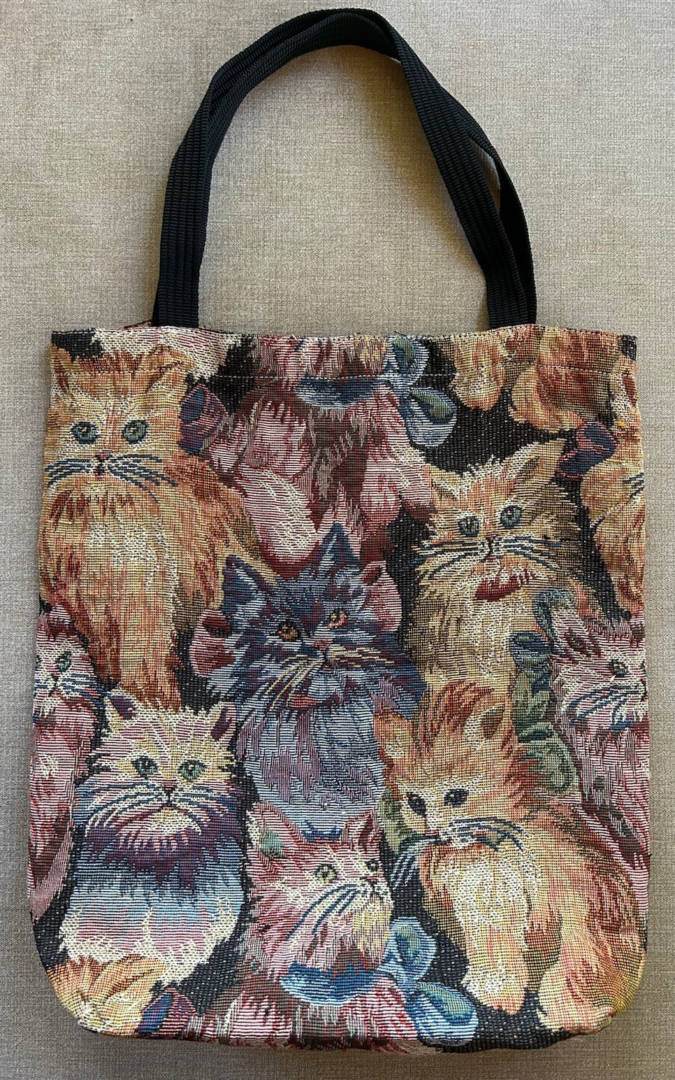Various Cats Upholstery Shoulder Tapestry Canvas Style Tote Bag 10″X 15″ Vintage