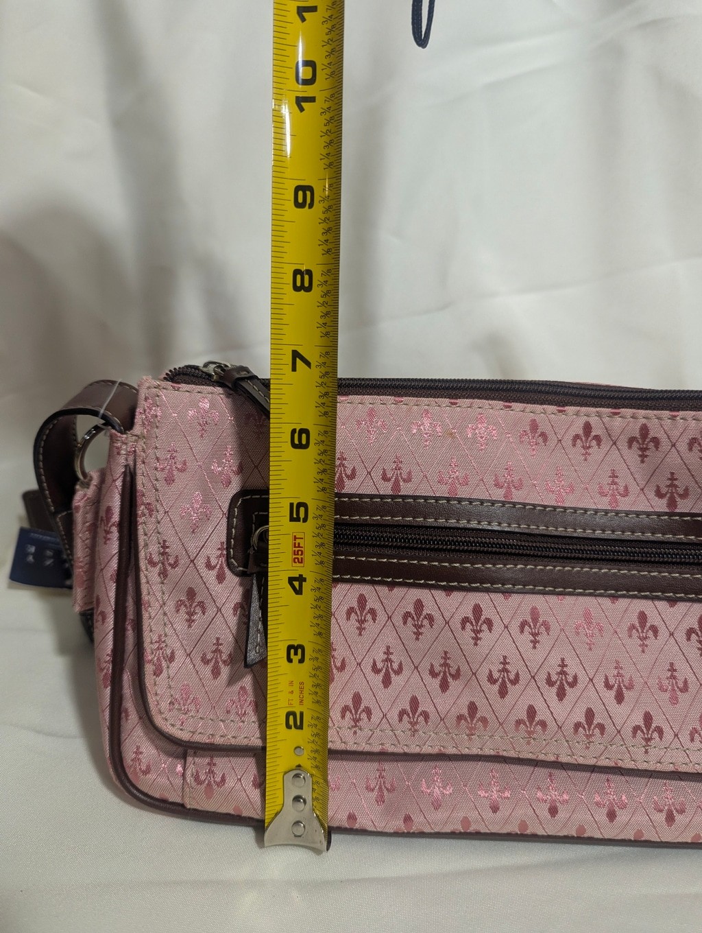 Crazy Horse Liz Claiborne NWT Fleur-de-lis Shoulder Bag Pink & Brown