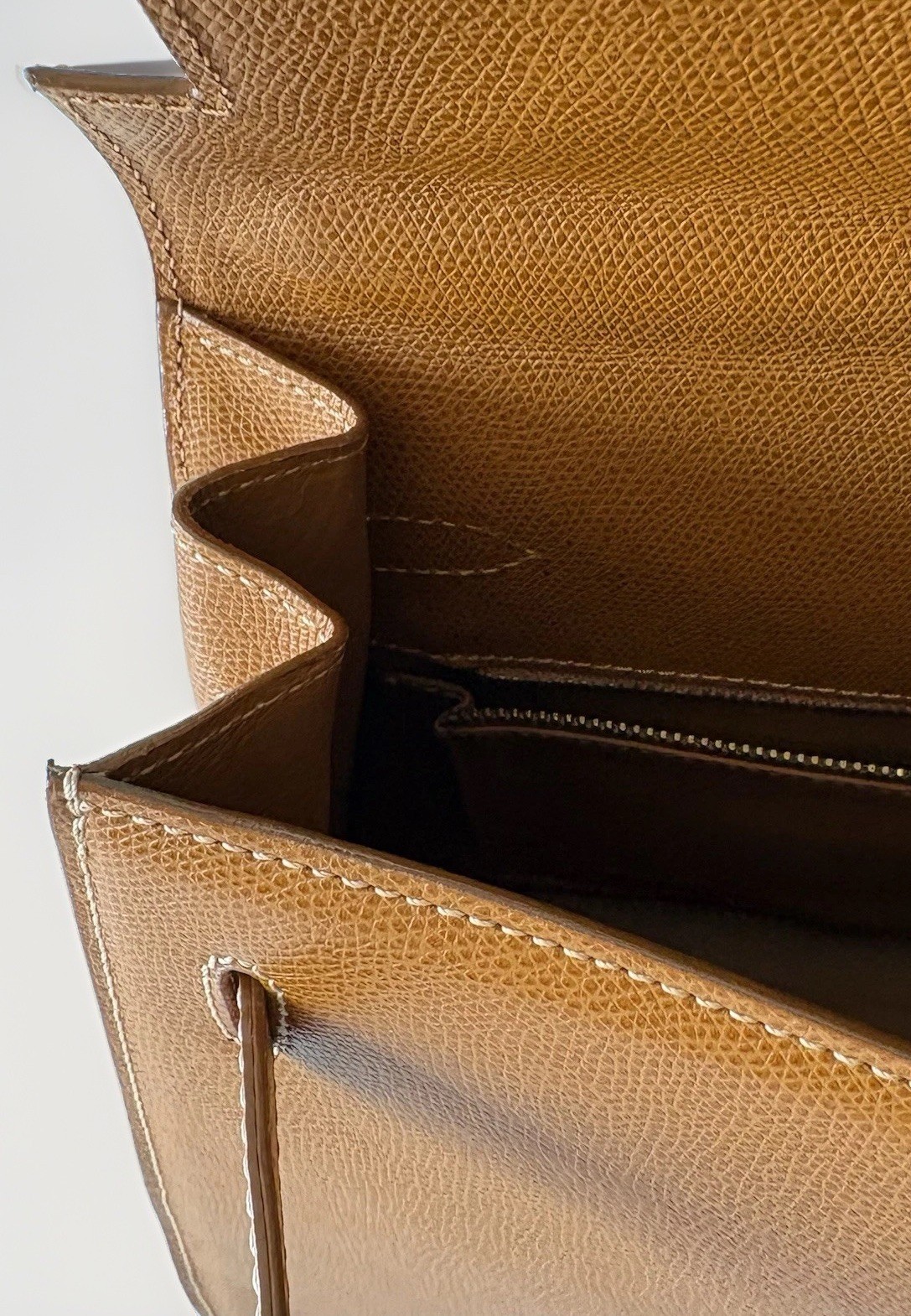 Authentic High Class Hand bag Camel Brown Leather From Japan 01210