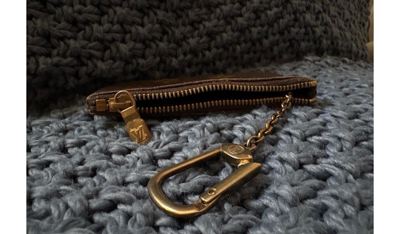 Louis Vuitton Monogram Key Pouch Cles Coin Purse Zip Wallet Key Holder Brown