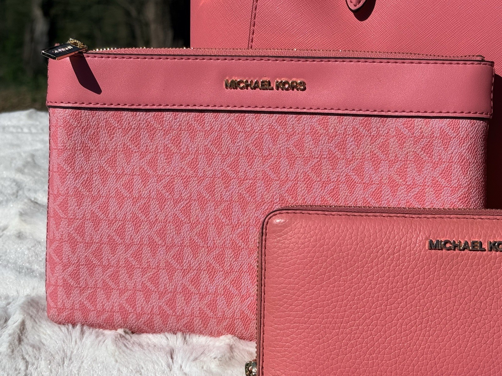 Michael Kors Charlotte Large 3-in-1 Signature Logo Tote Bag With A BONUS Wallet