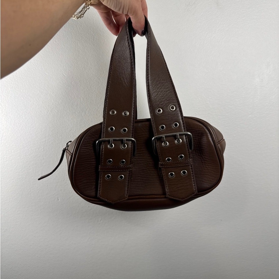 Free People Say Yes Brown Leather Mini Baguette Y2K Shoulder Bag