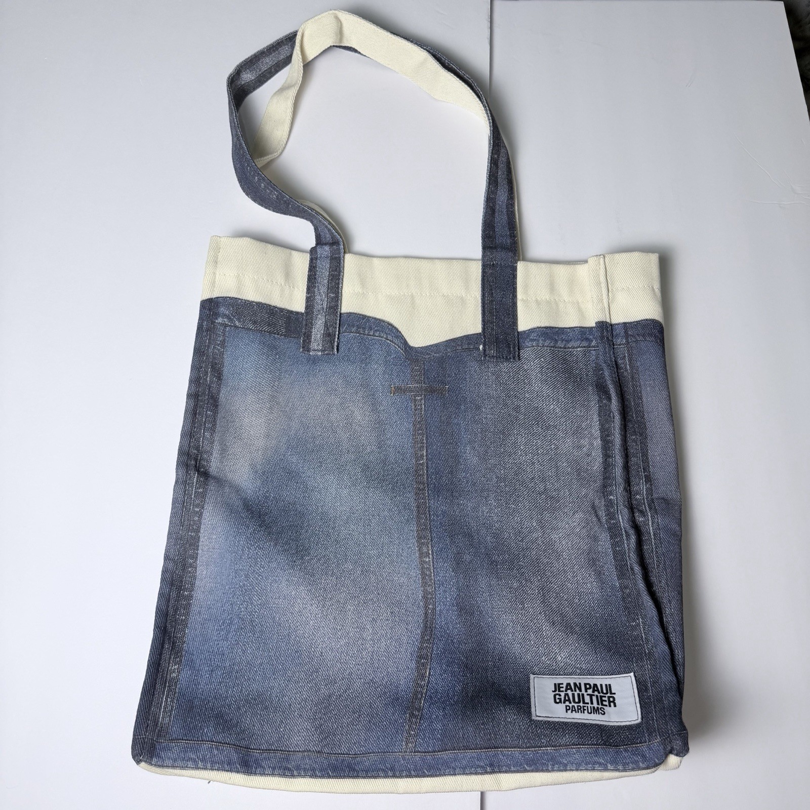 Jean Paul Gaultier Parfums Denim Print Canvas Tote Bag GWP