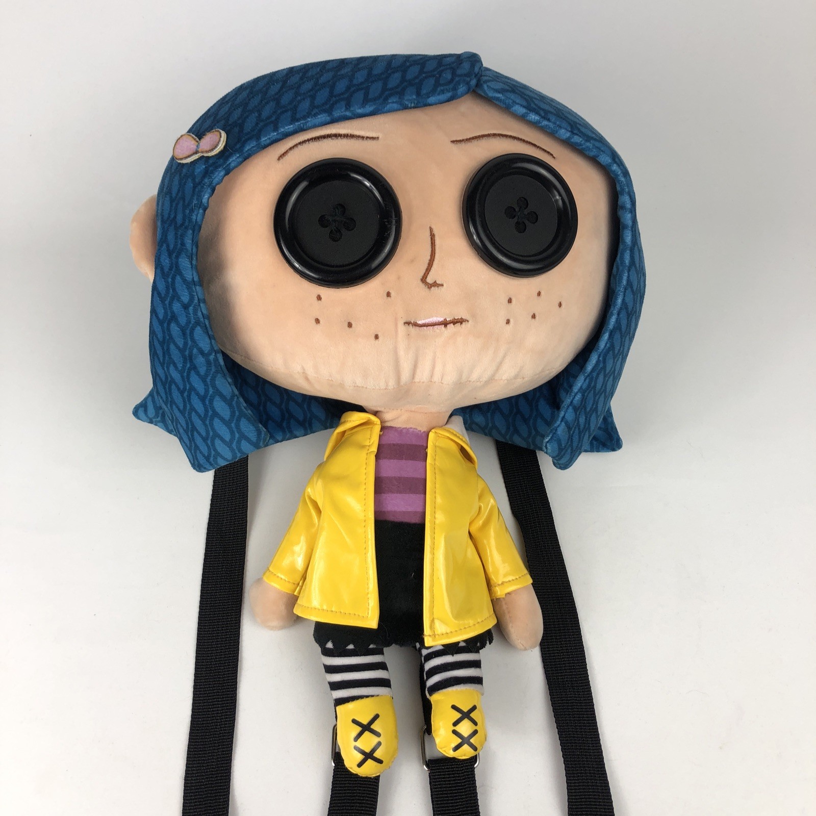 Coraline Button Eyes Plush Doll Backpack Laika Bag, Spencers Bioworld 2023 15”