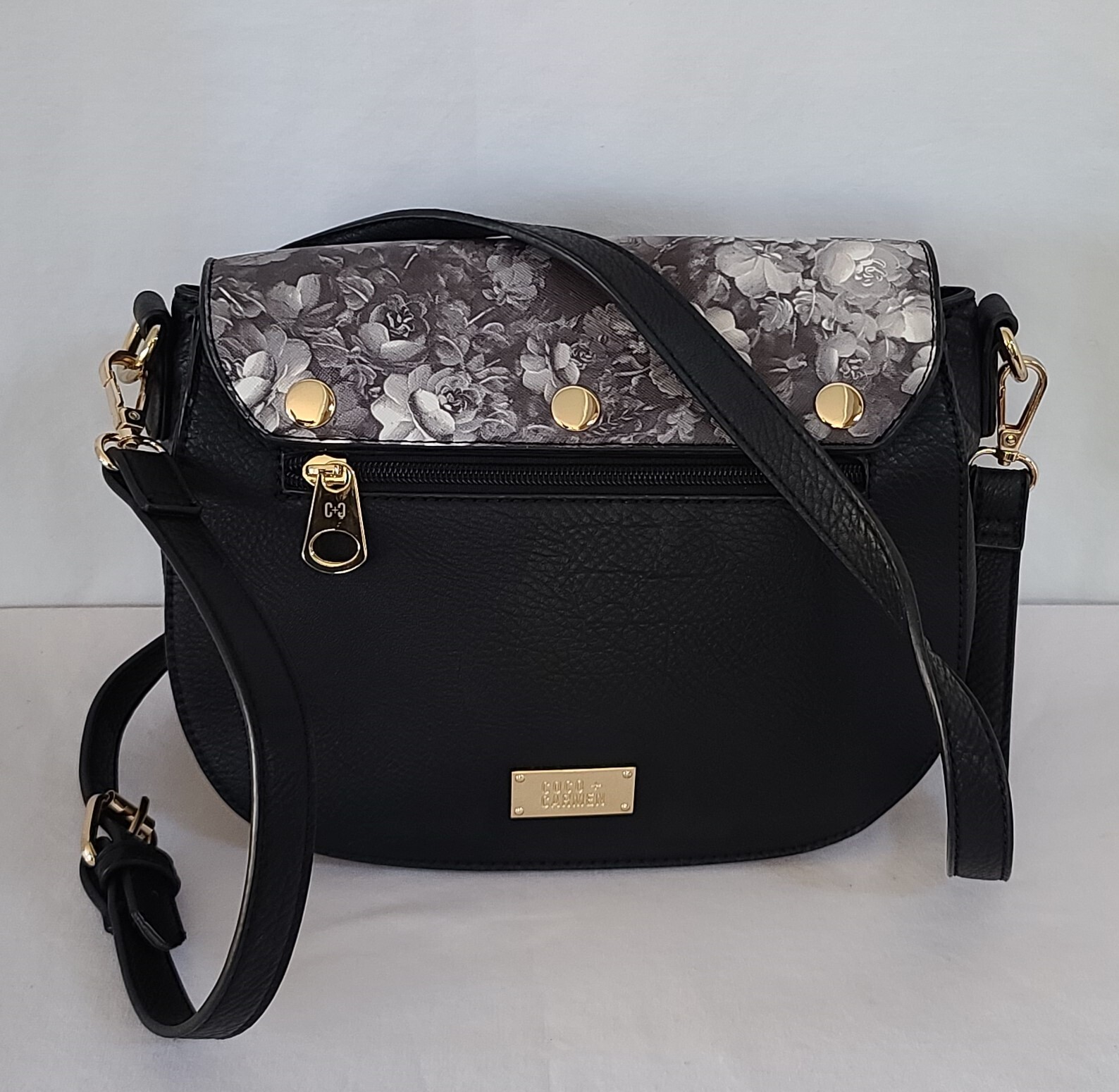 COCO CARMEN Purse Girlfriend Switchable Flap Crossbody Faux Leather Black Bag