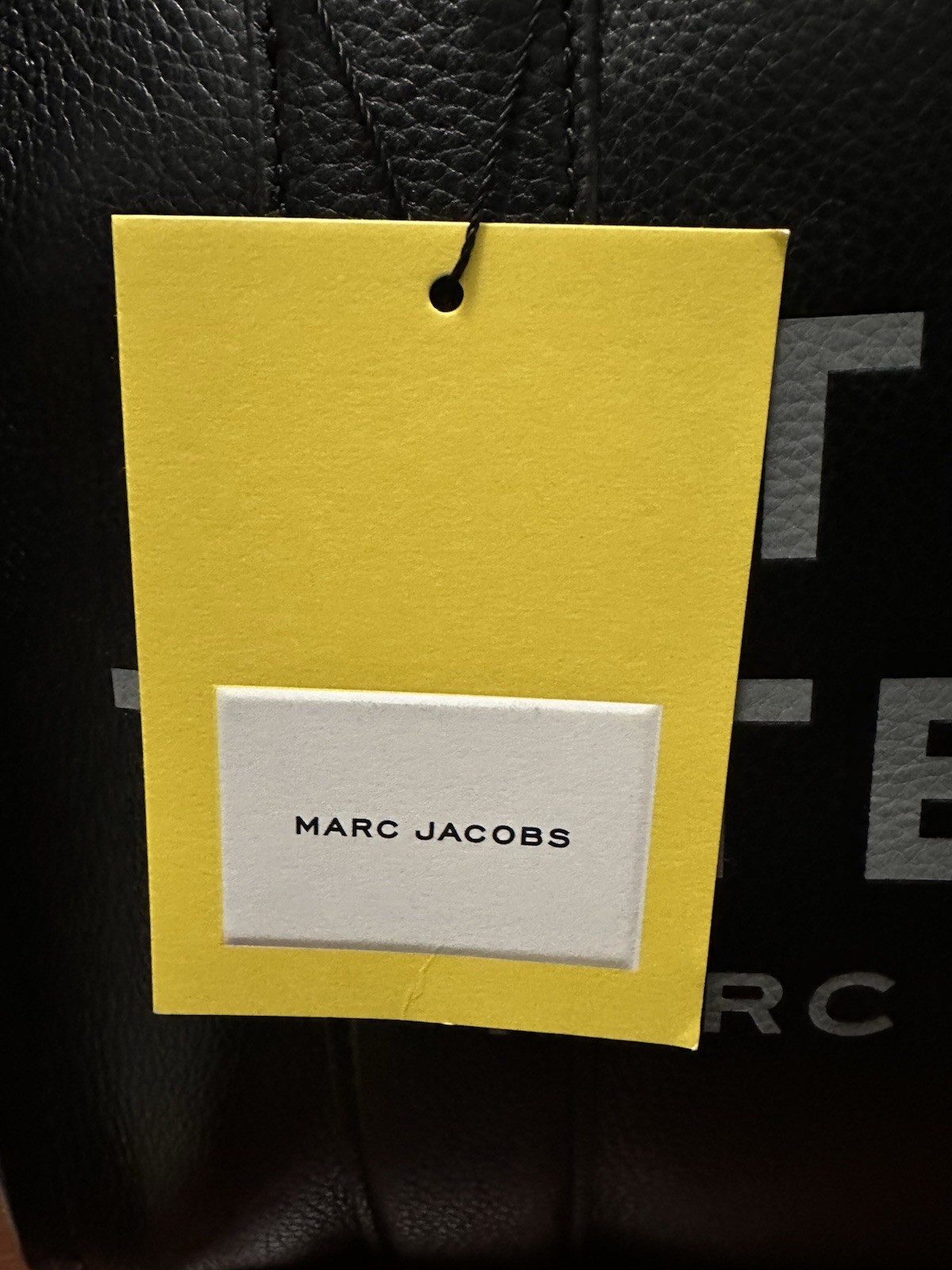 Marc Jacobs Black Tote Handbag Zip Closure Top Handle Logo Stitching