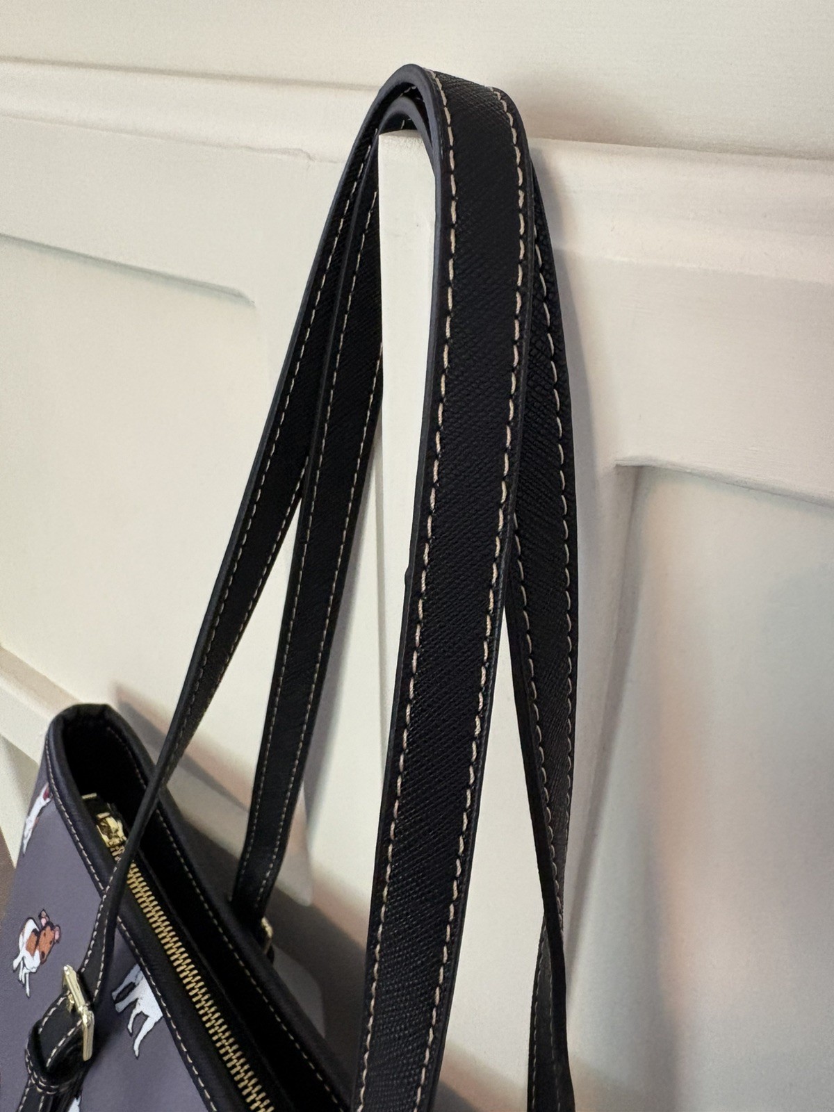 NWOT Pawskie By LerueL Dog Purse Tote Jack Russell Gray Black Large Designer Bag