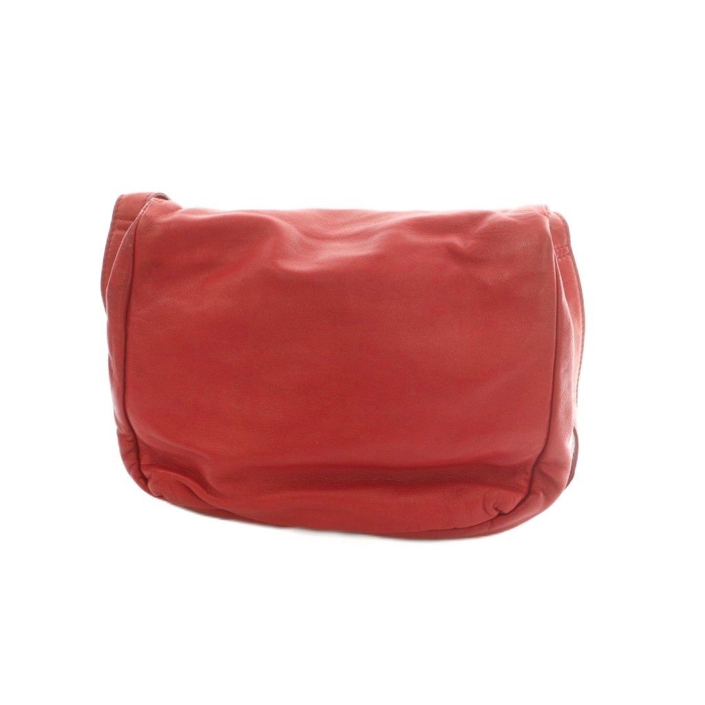 LOEWE Anagram Shoulder Bag Leather Red Flap Bag 27.5cm Used Condition