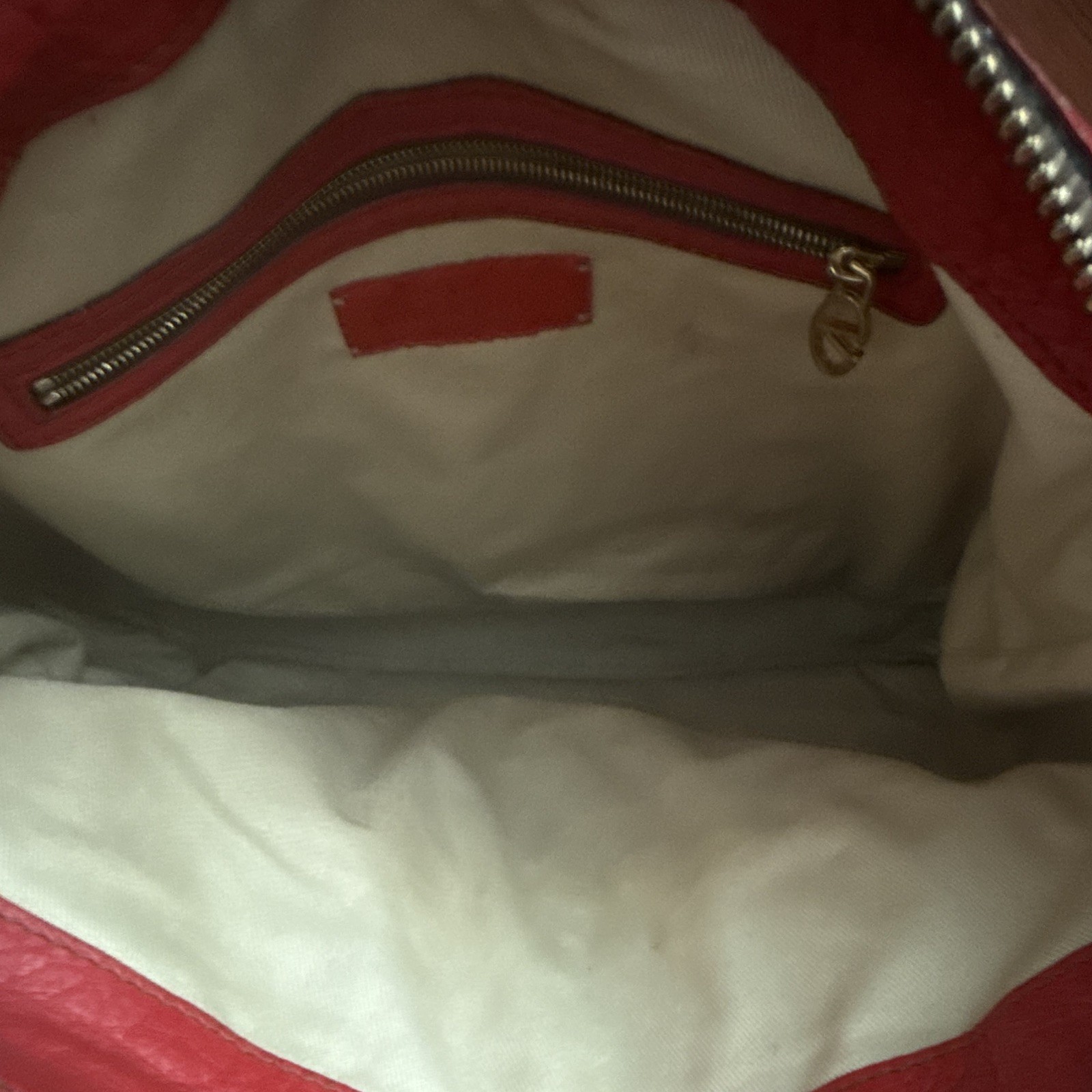 Valentino Red Pleated Satchel Top Handle Bag Zip Black Handles Gold Hardware