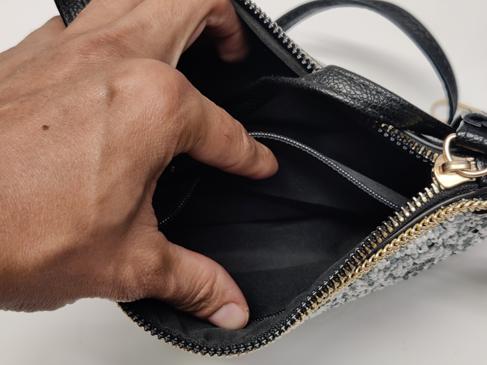 COCO + CARMEN White And Black Artisan Beaded Crossbody Clutch Bag
