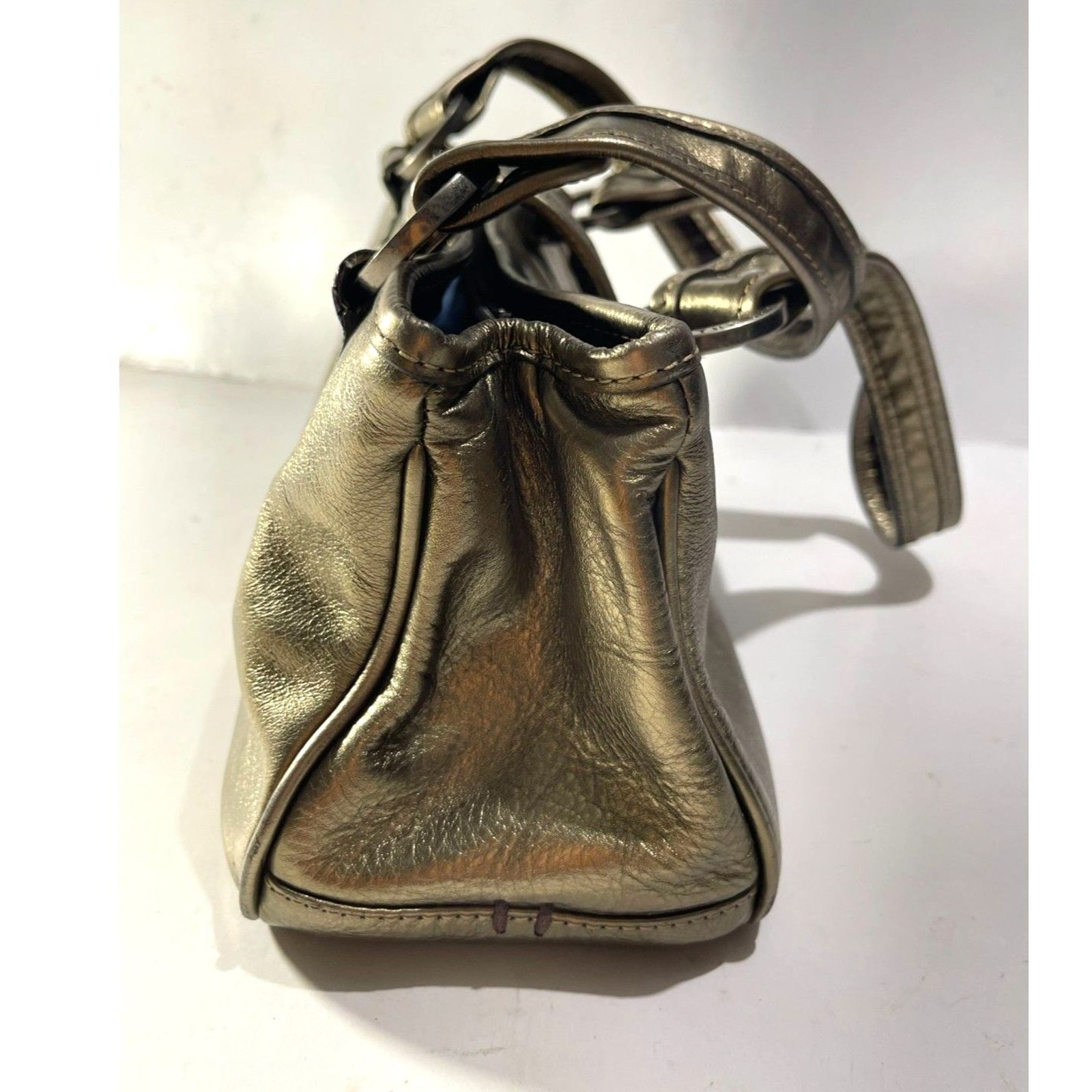 The sack original Y2K mini handbag metallic gold leather crop VTG casual women