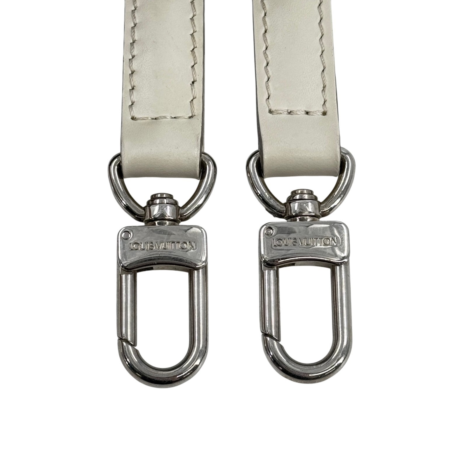 LOUIS VUITTON Adjustable Shoulder Strap Epi Leather Ivory White Silver Tone Clap