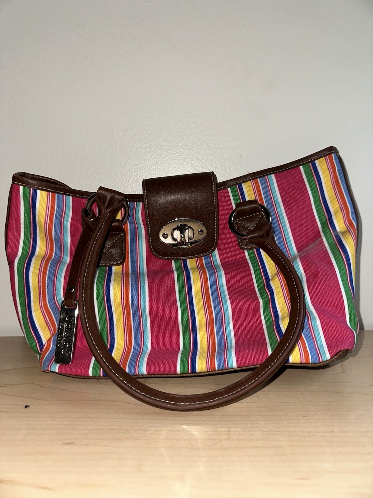 CHAPS Ralph Lauren Multicolor Striped Shoulder Handbag Purse Medium Bag