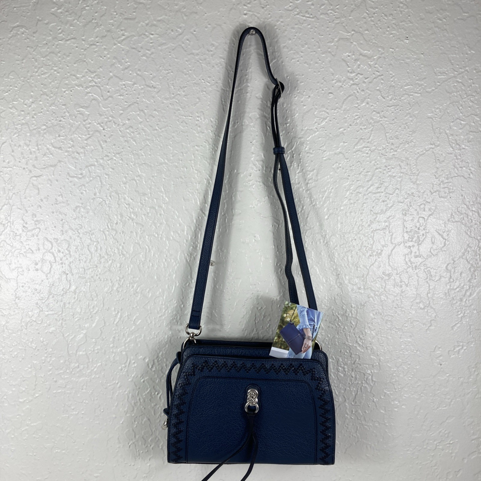 Brighton Interlok Collection Georgina Organizer Dark Blue Weave Crossbody Wallet