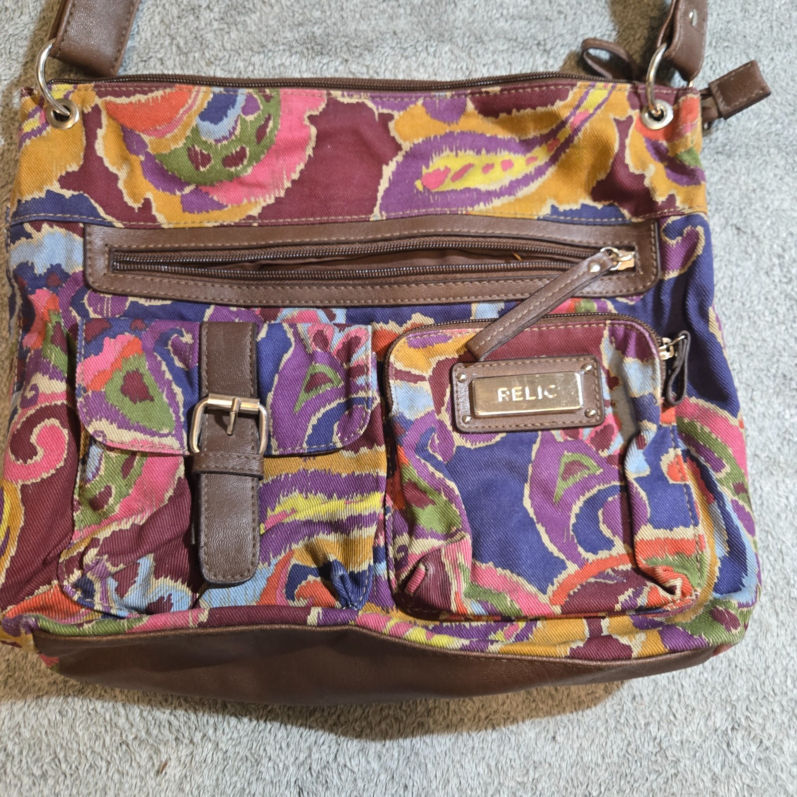 Relic Faux Leather Paisley Retro Crossbody Purse Shoulder Bag Multicolor