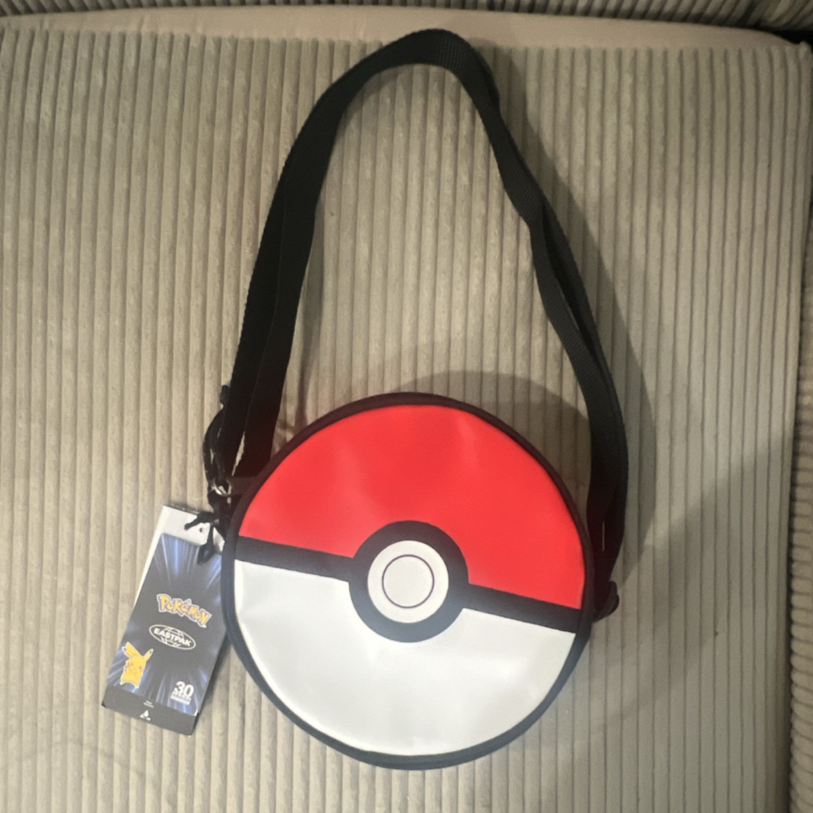Eastpak Pokémon Poké Ball Round Crossbody Bag Zip Closure Red White Black
