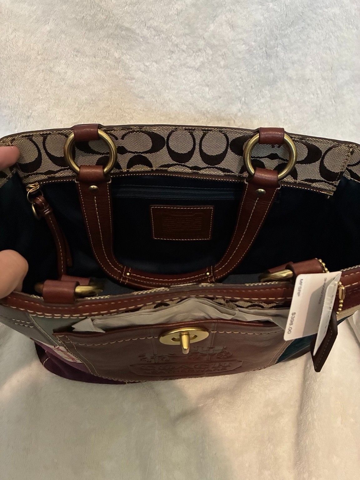 Coach Holiday Patchwork Gallery Tote 11358 Multicolor Leather NWT Dust Bag