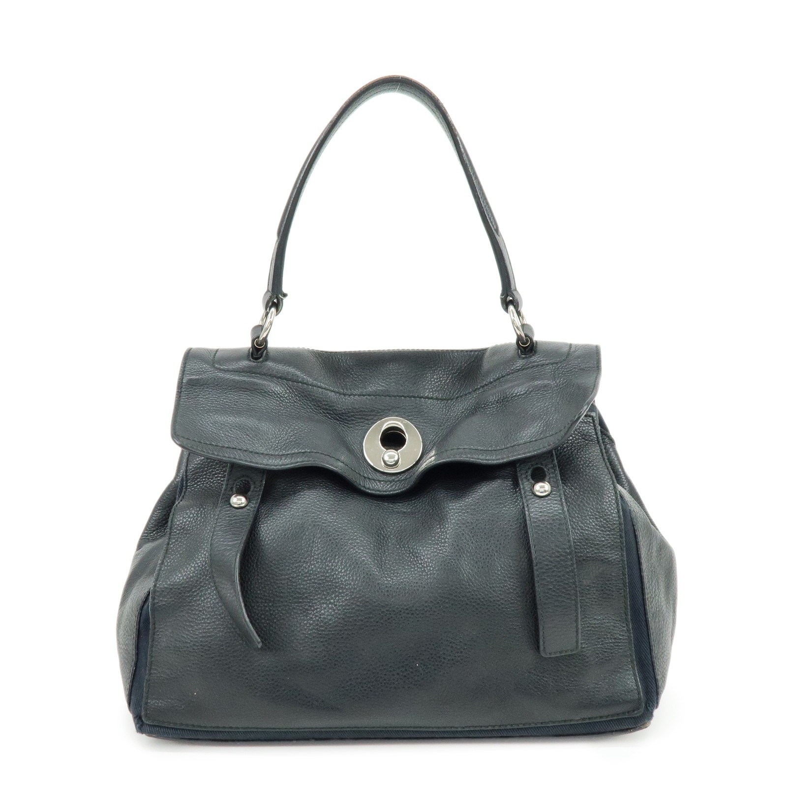 SAINT LAURENT PARIS Muse Two Calf Leather Hand Bag Black 229080 Auth Used F/S