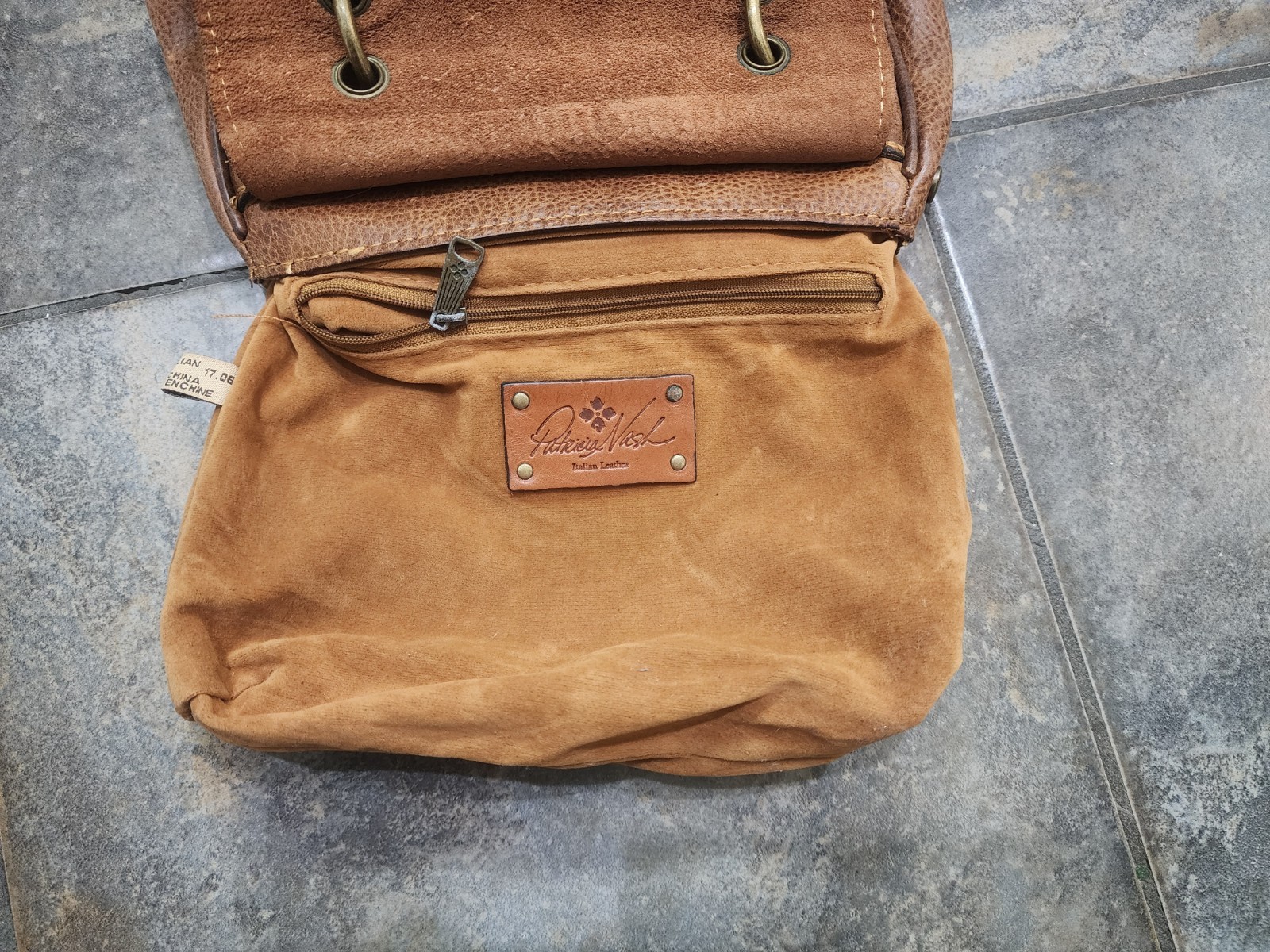 Patricia Nash Brown Leather Crossbody Indie Boho Brass Hardware Purse Bag